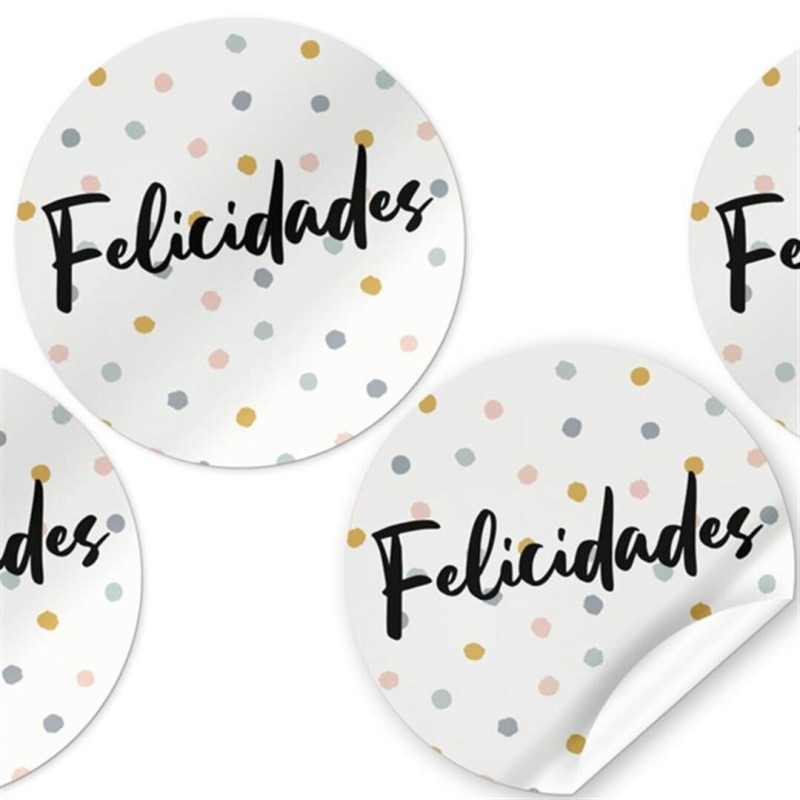 ETIQUETAS FELICIDADES ARGU IMPRESA REDONDA 48006 250U