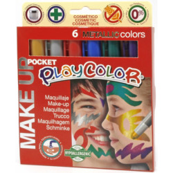 TEMPERA SOLIDA MAKE UP 5G 6 UDS POCKET COLORES METÁLICOS PLAYCOLOR DUNSA