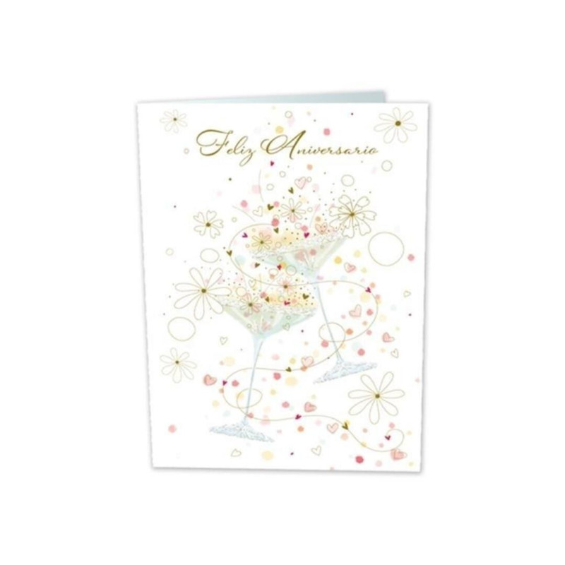 TARJETA FELICITACION COPAS FELIZ ANIVERSARIO TURNOWSKI 48350 UNIDAD ARGU