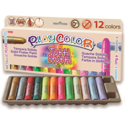 TEMPERA SOLIDA 10G 12 UDS COLORES ESTÁNDAR ONE PLAYCOLOR DUNSA