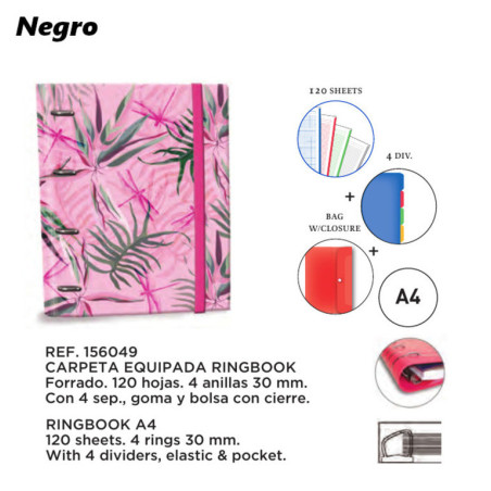CARPEBLOC DEC RINGBOOK EQUIPADA A4  KATACRAK METALLIC SENFORT18 WINTER 2 NEGRA 156049