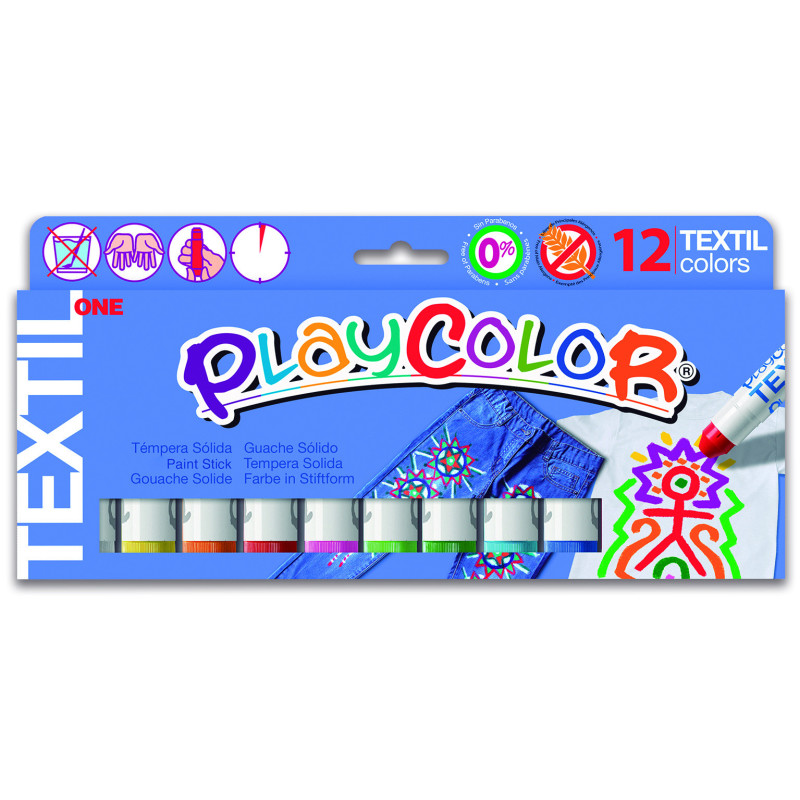 TEMPERA SOLIDA TEXTIL ONE 10G 12 UDS SURTIDO PLAYCOLOR