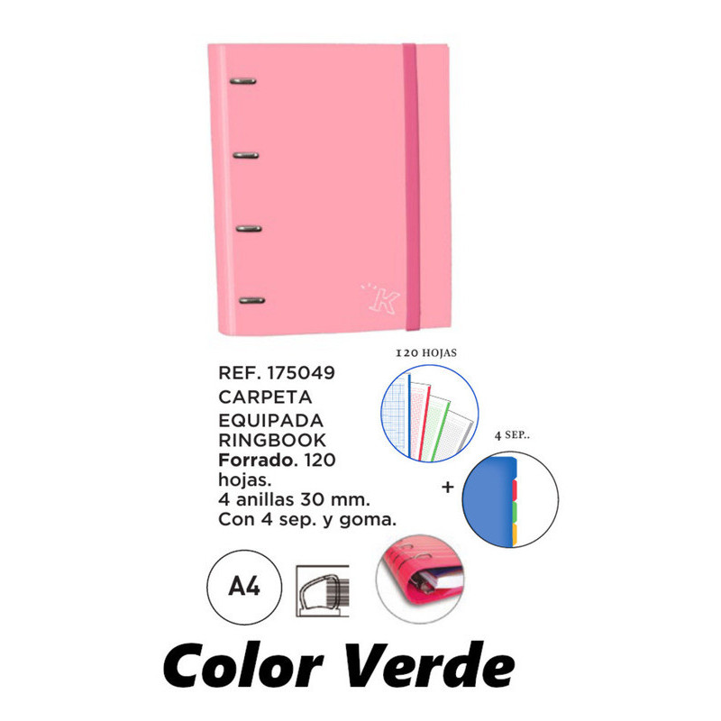 CARPEBLOC DEC RINGBOOK 4A A4 RECAMBIO VERDE SENFORT19 KATACRAK PASTEL 175049