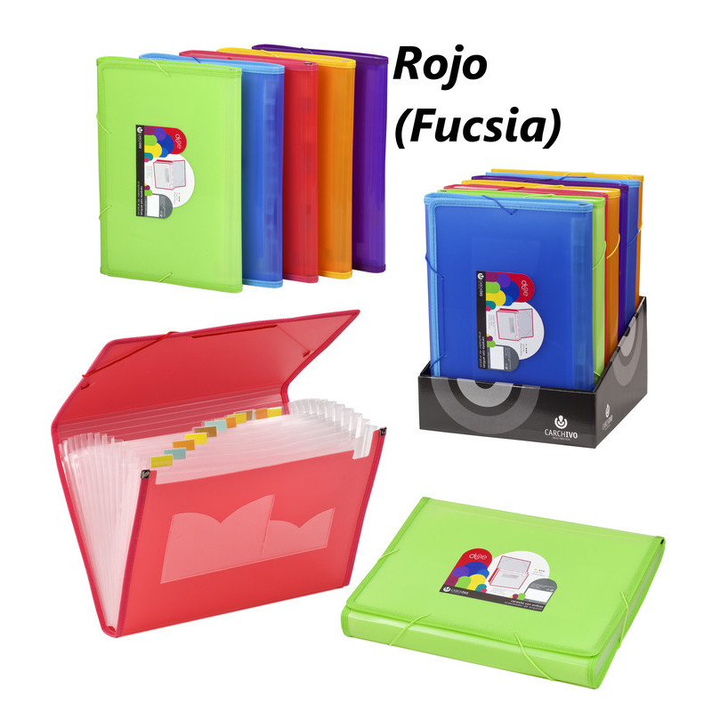 CARPETA FUELLE 12B CARCHIVO DUNE GOMAS PLAST. TRANSP. ROJO (FUCSIA) 19270053
