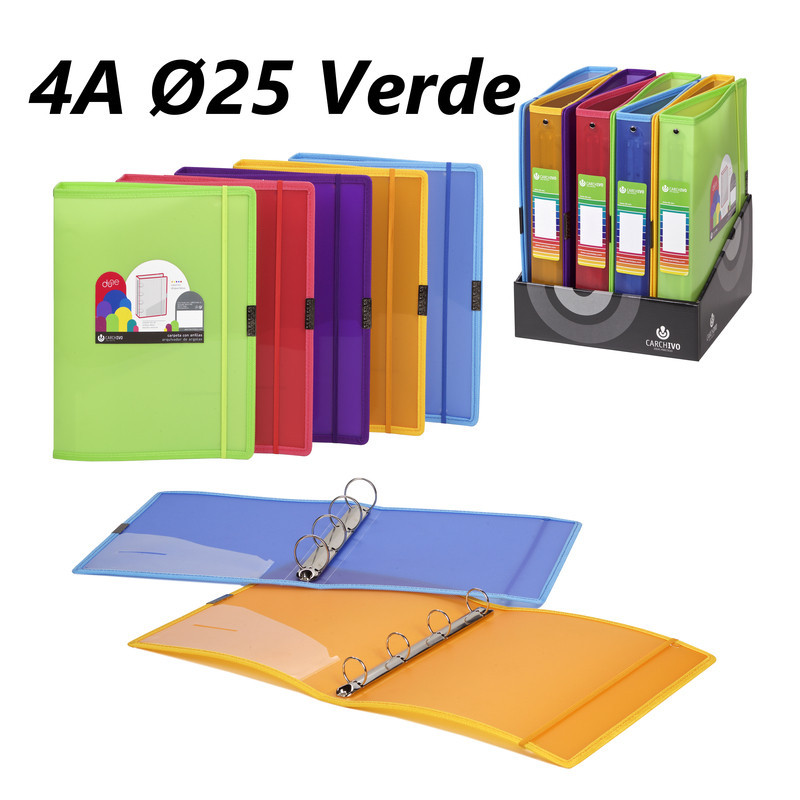 CARPETA PLAST. 4A 25MM FL CARCHIVO PP DUNE VERDE C/GOMA 12370451