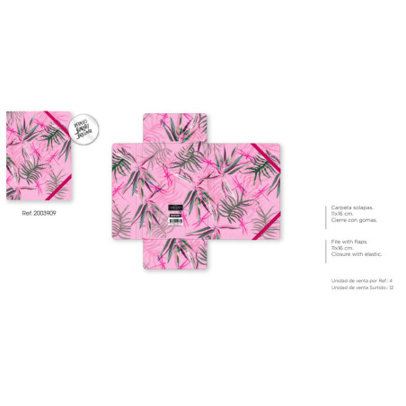 CARPETA SOLAPAS MINI 11*16 CM SENFORT18 WINTER PREMIUM 09-PINK JUNGLE 200390 09