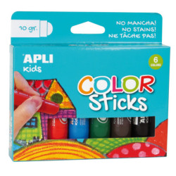 TEMPERA SOLIDA 6 UDS 6 COLORES BASICOS STICK 10G APLI 14227
