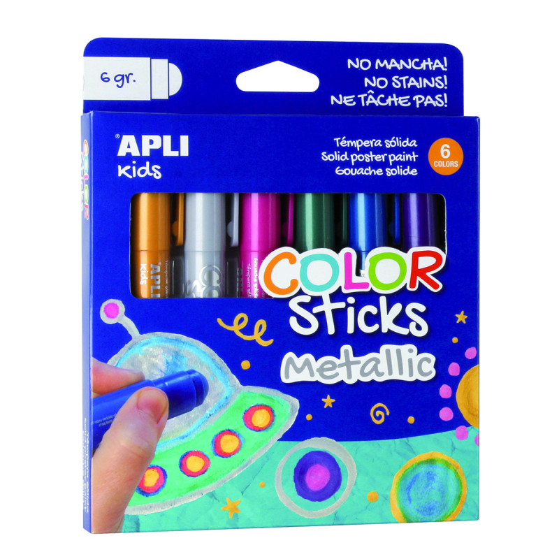 TEMPERA SOLIDA METALICA 6u. STICK 6G APLI 14405