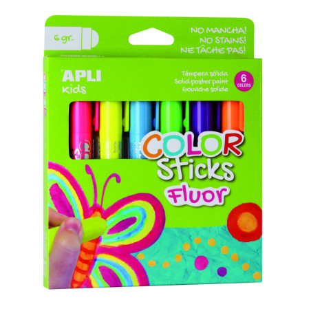TEMPERA SOLIDA FLUOR 6u. STICK 6G APLI 14404