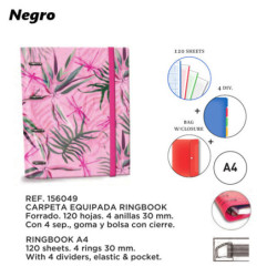 CARPEBLOC DEC RINGBOOK EQUIPADA A4  KATACRAK METALLIC SENFORT18 WINTER 2 NEGRA 156049