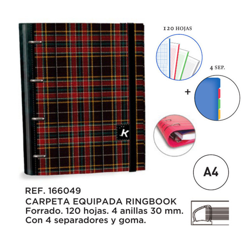 CARPEBLOC DEC RINGBOOK 4A A4 RECAMBIO SENFORT19 KATACRAK TARTAN 166049