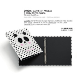 CARPETA CARTON 4 ANILLAS DE 25 MM A4 JORDI LABANDA PANDA TOPOS MR18 GIFTS2 20128