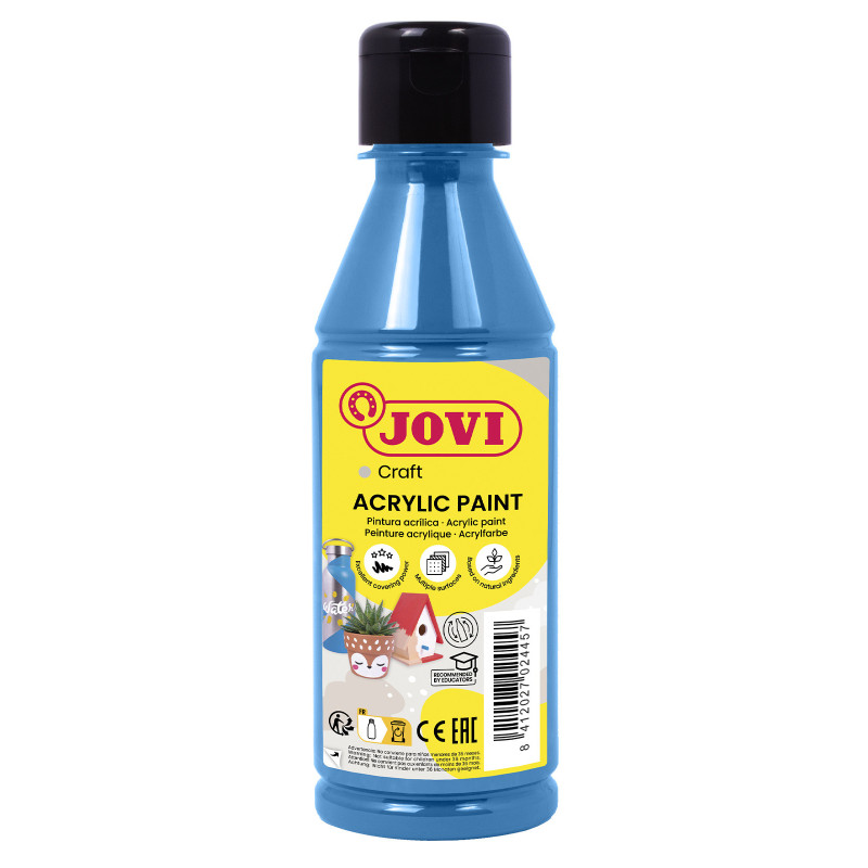 PINTURA MULTIUSOS JOVIDECOR BOTELLA 250 ML AZUL CYAN 68021