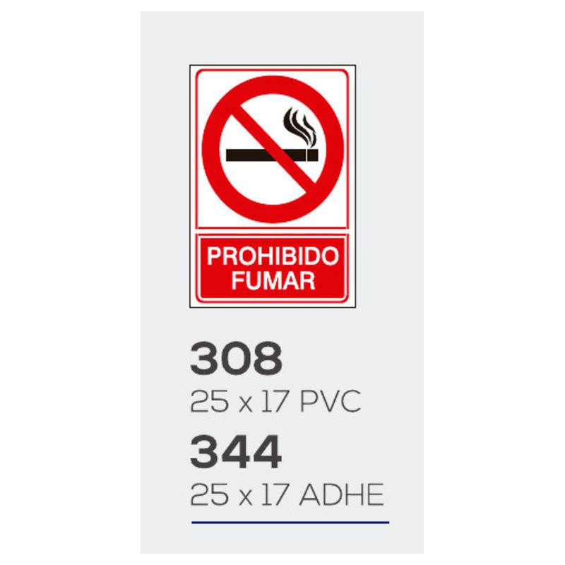LETRERO ADHESIVO 17*25 PROHIBIDO FUMAR  MOD 344