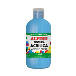 PINTURA ACRILICA BOTELLA 250 ML AZUL CYAN ALPINO