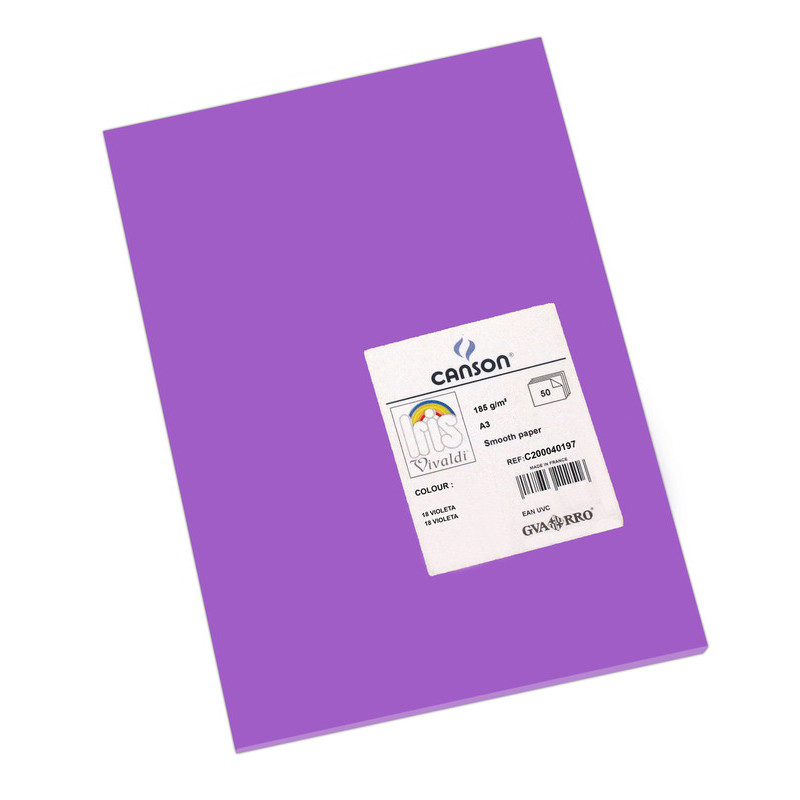 CARTULINA CANSON GUARRO IRIS A-3 VIOLETA 18 PTE 50U C200040197