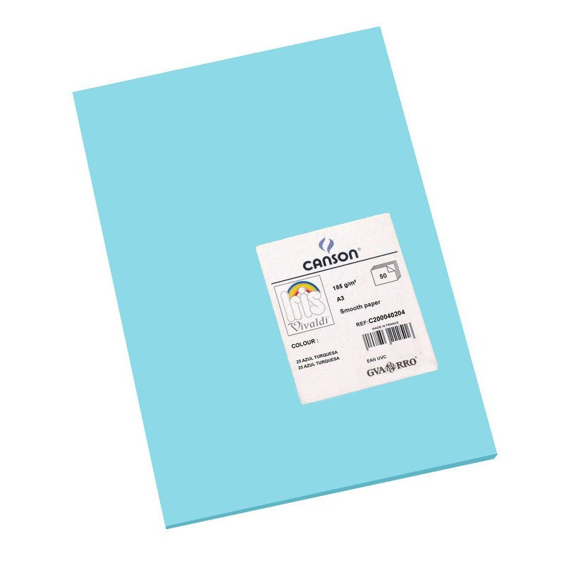 CARTULINA CANSON GUARRO IRIS A-3 AZUL TURQUESA 25 PTE 50U