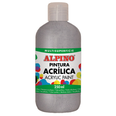 PINTURA ACRILICA BOTELLA 250 ML PLATA ALPINO