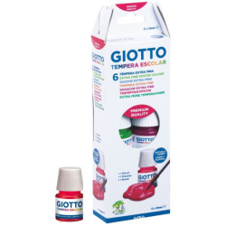 TEMPERA CJ.6 BOTES 25 ML COLORES SURTIDOS + PINCEL GIOTTO