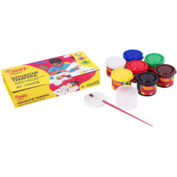 TEMPERA CJ.7 BOTES 35 ML COLORES SURTIDOS + PINCEL JOVI 507