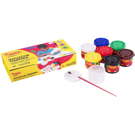 TEMPERA CJ.7 BOTES 35 ML COLORES SURTIDOS + PINCEL JOVI 507