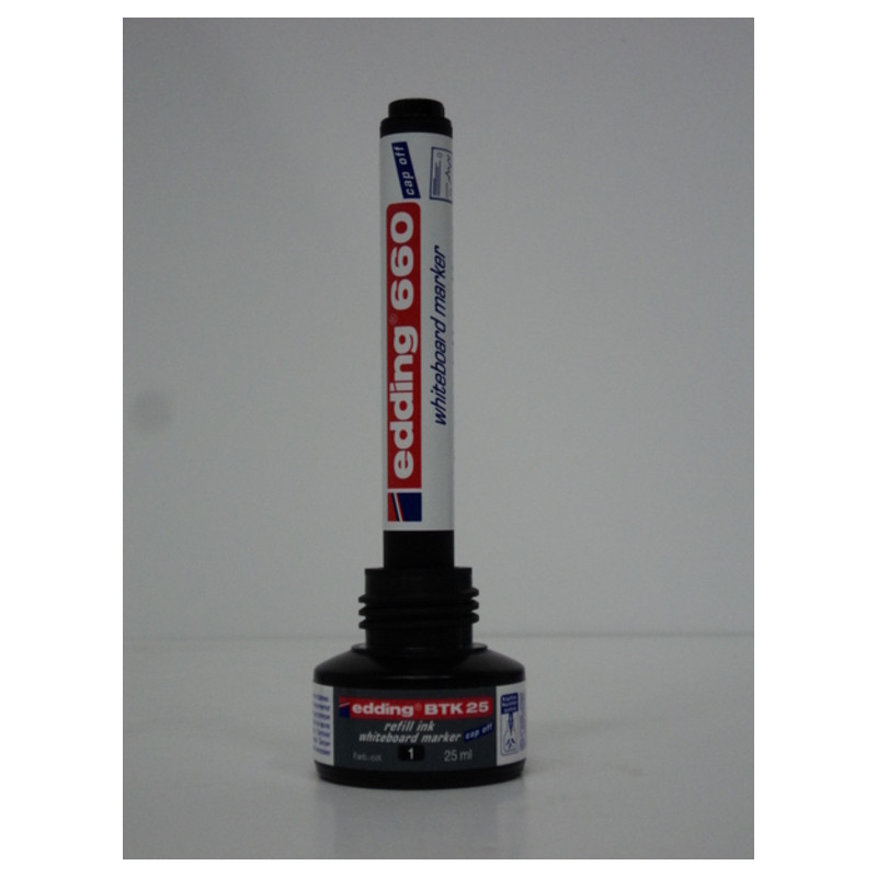 TINTA EDDING BTK-25 FRASCO 25 ML AUTO RELLENABLE PARA PIZARRA BLANCA COLOR NEGRO ^