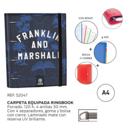 CARPEBLOC DEC RINGBOOK 4A A4 C/RECAMBIO SENFORT17 FRANKLIN & MARSHALL BOYS 52047