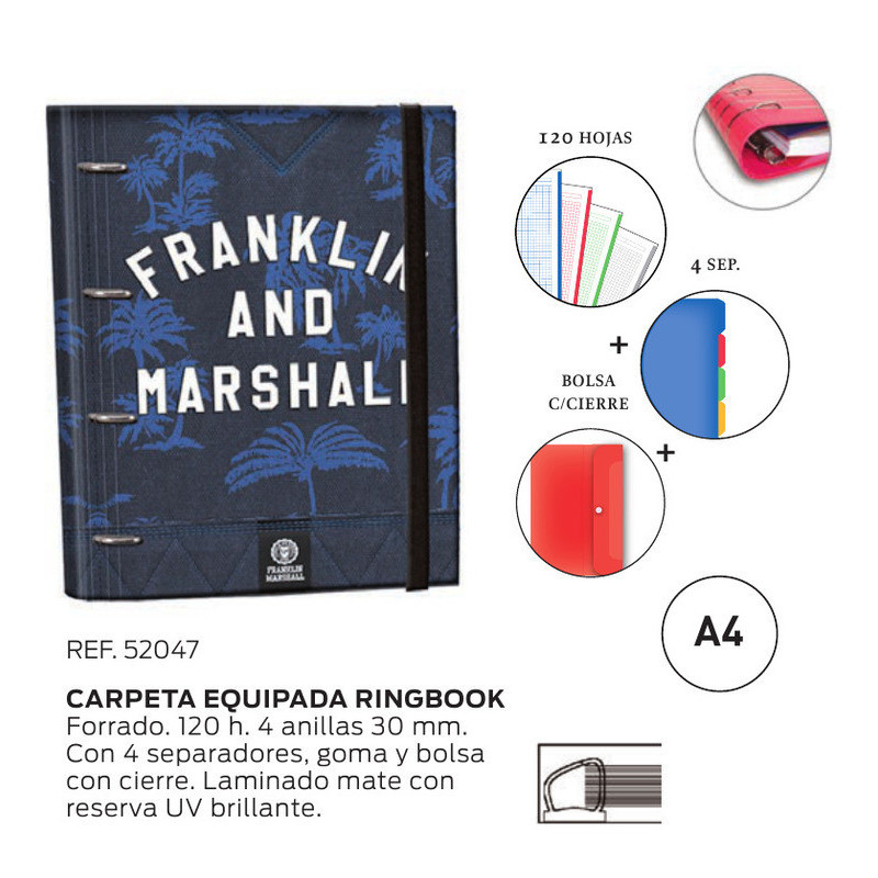 CARPEBLOC DEC RINGBOOK 4A A4 C/RECAMBIO SENFORT17 FRANKLIN & MARSHALL BOYS 52047