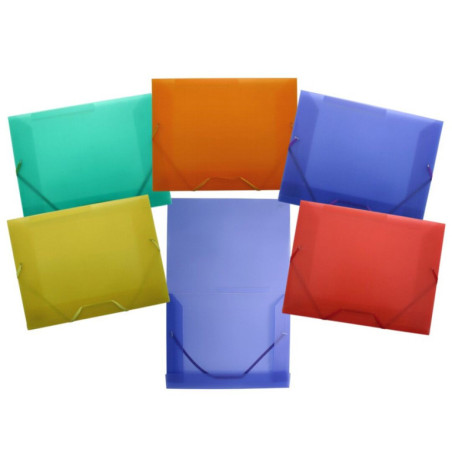 CARPETA GOMAS SOLAPAS A-4 YES PP TRANSPARENTE COLORES POESSA 552030 PTE 6U.
