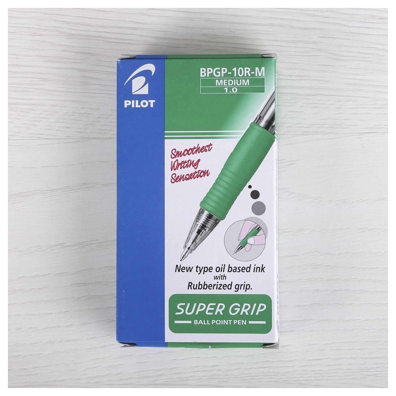 BOLIGRAFO PILOT SUPER GRIP CLIP VERDE C/12U