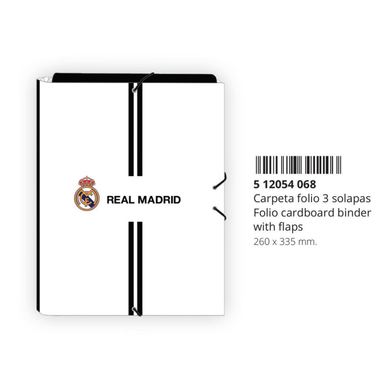 CARPETA FOLIO 3 SOLAPAS REAL MADRID 1ª EQUIP. 20/21 512054068 33,5*26 SAFTA22