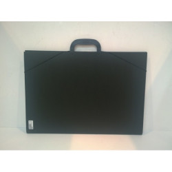 CARPETA DIBUJO MALETIN GOMAS A-3 37*52 SOLAPAS FORRADA TELA NEGRO 8802 10 ESLA
