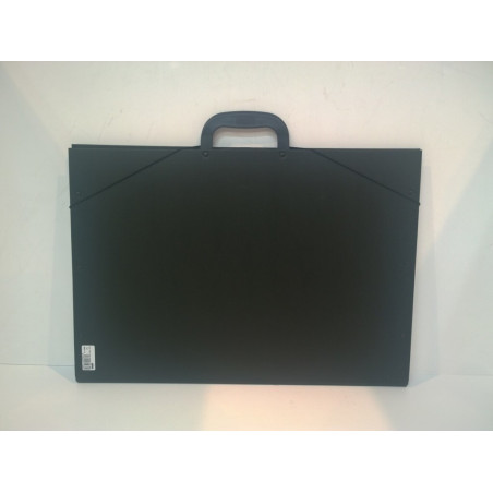 CARPETA DIBUJO MALETIN GOMAS A-3 37*52 SOLAPAS FORRADA TELA NEGRO 8802 10 ESLA