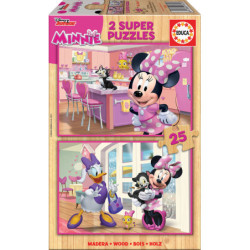 2 PUZZLES DE MADERA DE 25 PIEZAS MINNIE MOUSE "ME TIME" SAFTA23 ENERO 17625