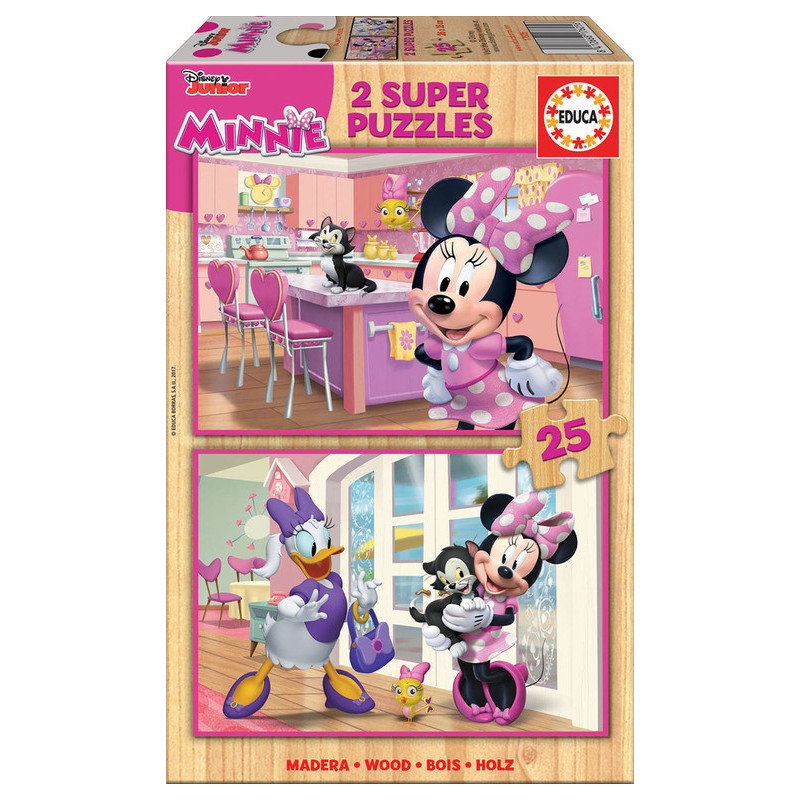 2 PUZZLES DE MADERA DE 25 PIEZAS MINNIE MOUSE "ME TIME" SAFTA23 ENERO 17625