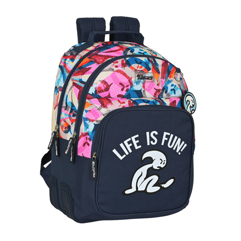 MOCHILA DOBLE ADAPTABLE EL NIÑO "LIFE IS FUN" 612207773 42*32 SAFTA22