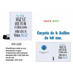 CARPEBLOC DEC 4A 40 FOLIO ALEX BOG HAZ LO QUE TE DE LA GANA KR-026