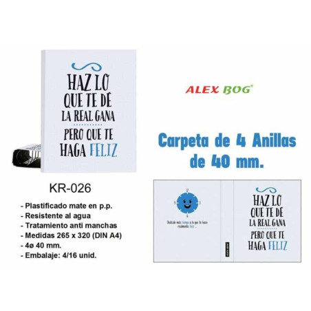 CARPEBLOC DEC 4A 40 FOLIO ALEX BOG HAZ LO QUE TE DE LA GANA KR-026