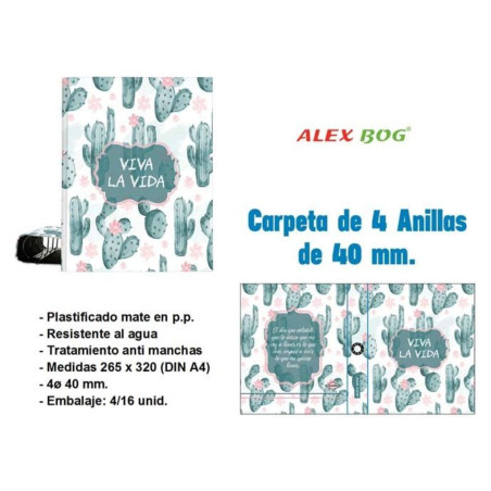 CARPEBLOC DEC 4A 40 FOLIO ALEX BOG CACTUS KR-855