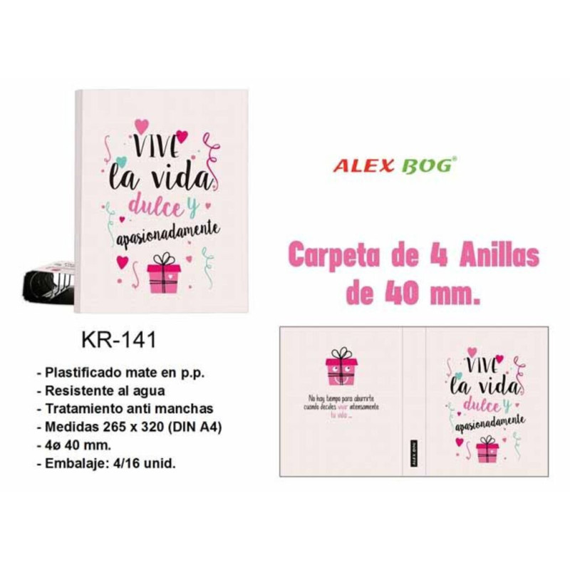 CARPEBLOC DEC 4A 40 FOLIO ALEX BOG VIVE LA VIDA DULCE KR-141