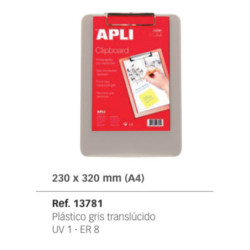 CARPETA PINZA ACRILICO FUME APLI A-4 LISA 13781
