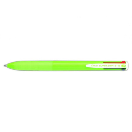 BOLIGRAFO PILOT SUPER GRIP G-4 COLORES CARCASA VERDE LIMA BPKGG-35M-LG UNIDAD (12)