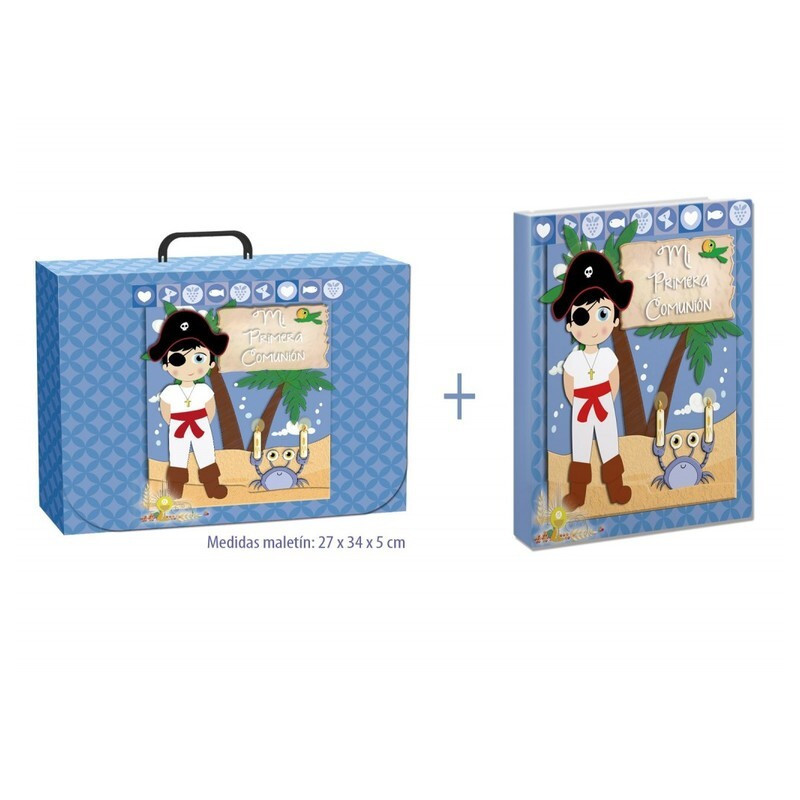 LIBRO COMUNION ARGU IMITACION C/MALETIN PIRATA NIÑO AZUL 39969