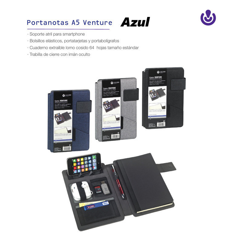 CARPETA CONGRESO CARCHIVO DIN A-5 TELA VENTURE AZUL 23015009