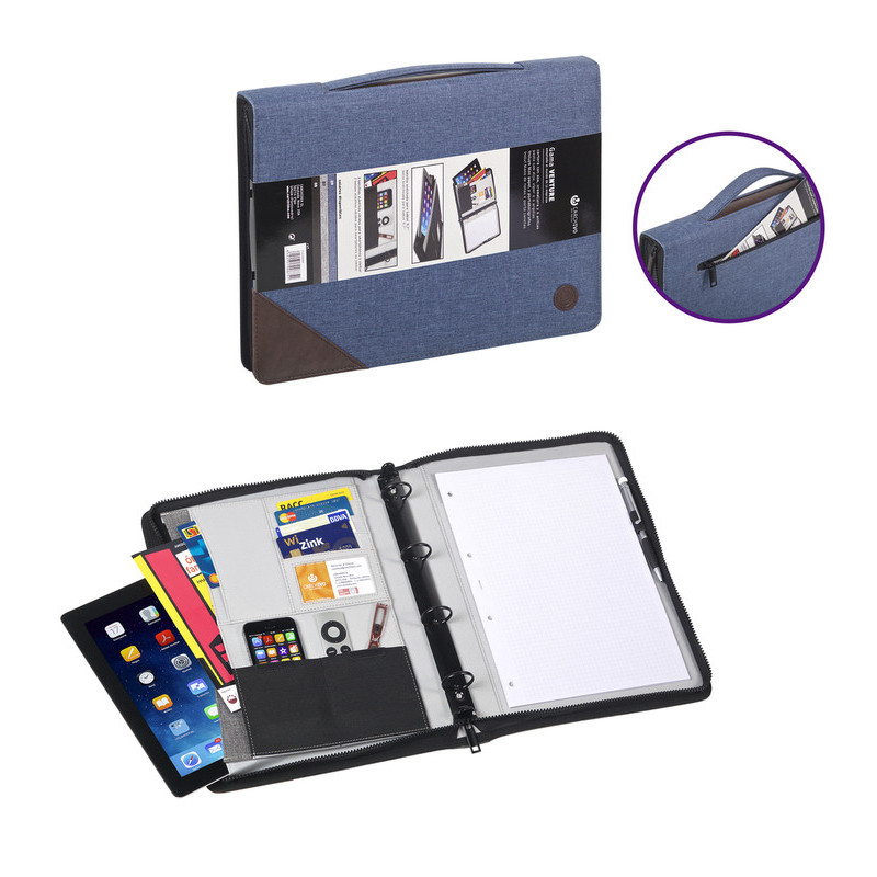 CARPETA CONGRESO CARCHIVO FL 4A CREMALLERA TELA VENTURE AZUL 24220009