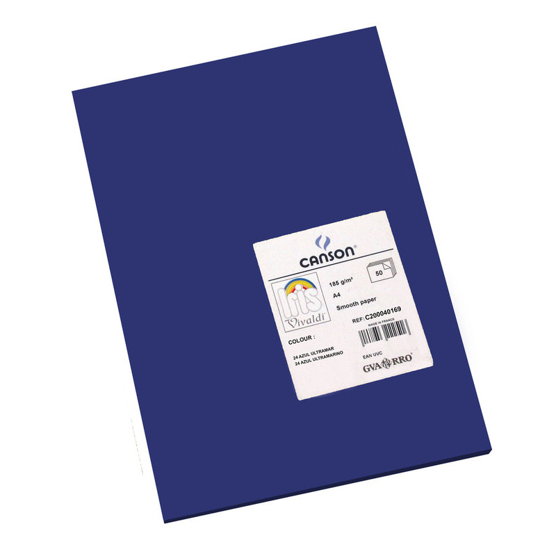 CARTULINA CANSON GUARRO IRIS A-4 AZUL ULTRAMAR 24 PTE 50U 200040169