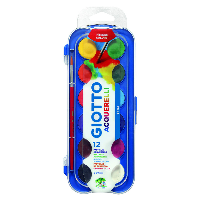 ACUARELAS MAXI 30MM 12UDS + PINCEL GIOTTO