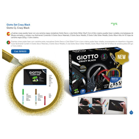 JUEGO GIOTTO ART LAB CRAZY BLACK + CREATIVE BOOK 581600 FILA