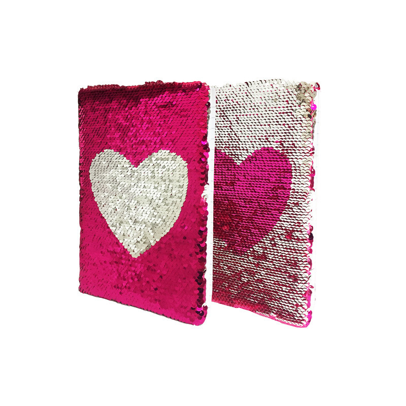 CUADERNO A5 80H DMM TAPA LENTEJUELAS ROSA PLATA DMM0053 RP