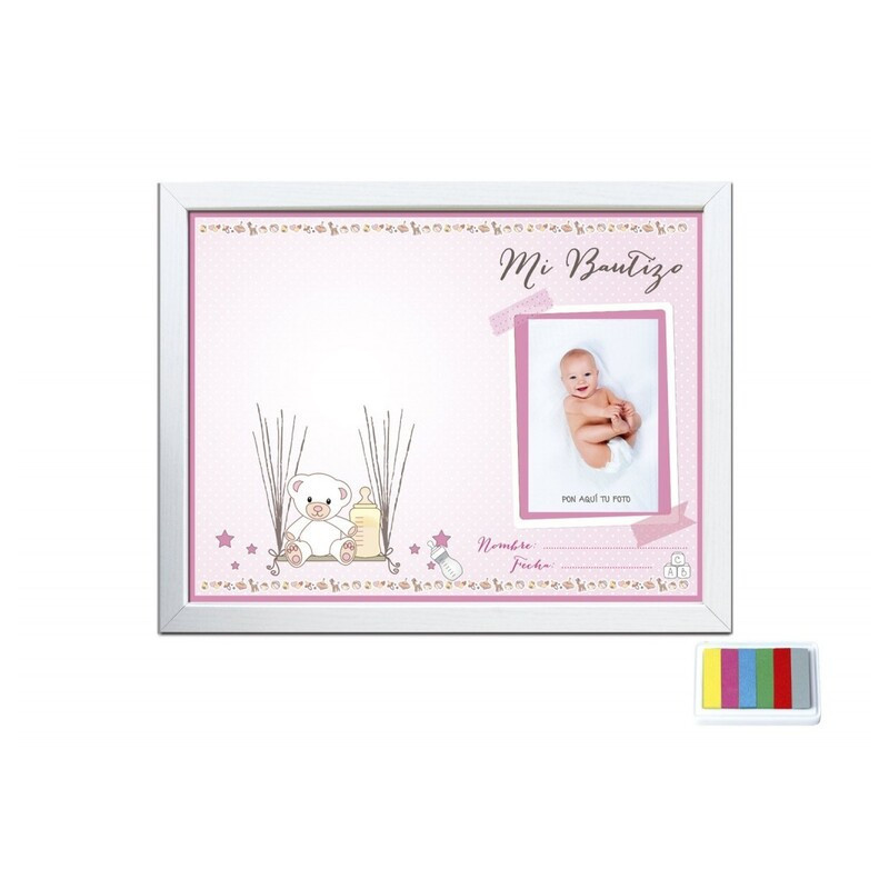 MARCO FOTOS RECUERDO BAUTIZO ROSA NIÑA A-3 HUELLA DACTILAR 41947 ARGU